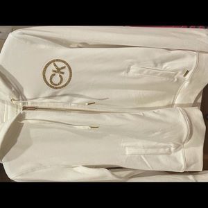 Calvin Klein White, Velvet Zip-up Jacket Size:M